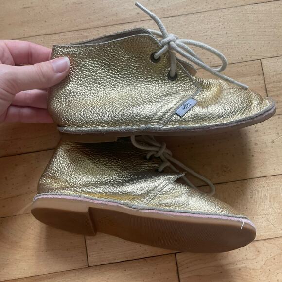 Monkey Feet Metallic Gold Leather Lace Up Booties Girls Size 3-4 Year Old‎ - Picture 4 of 9